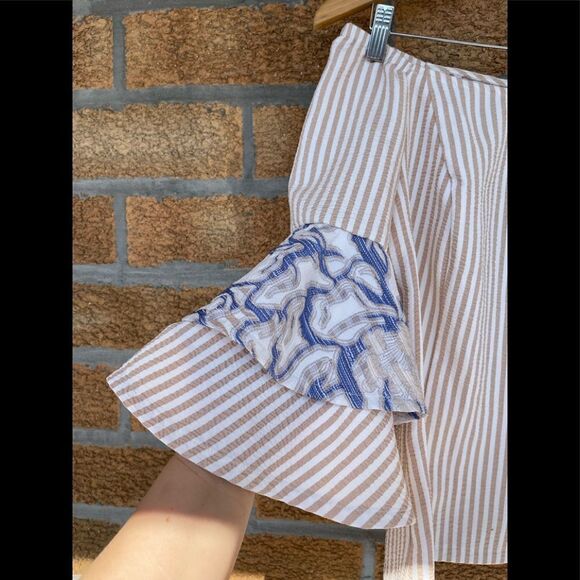 ALBERTO MAKALI SEERSUCKER OFF THE SHOULDER BLOUSE MEDIUM - Picture 4 of 13